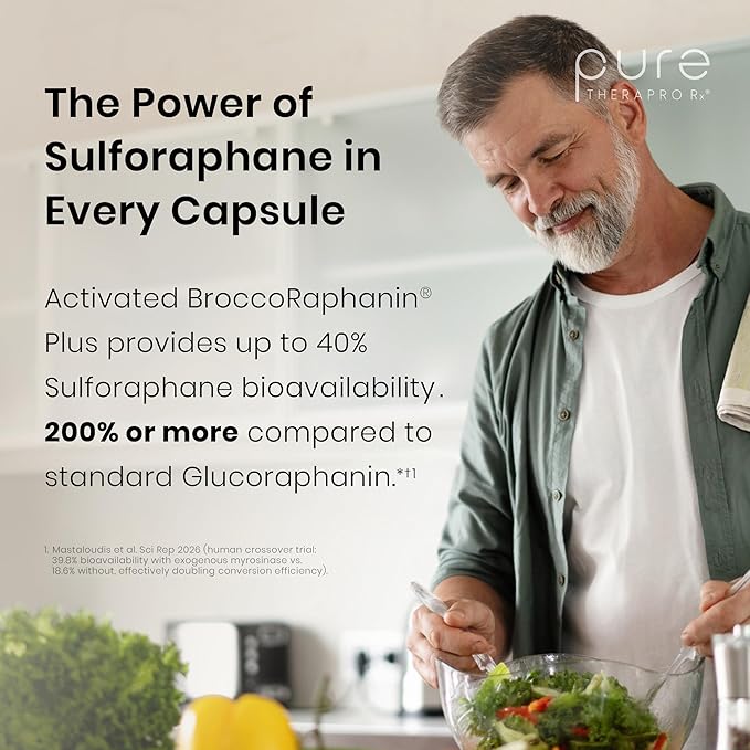 Pure Therapro Rx OncoProtect ES HIGH DOSE Sulforaphane Supplement Made in USA | 2 Month Supply | 706 mg Patented Activated BroccoRaphanin Broccoli Seed Extract | Glucoraphanin + Myrosinase