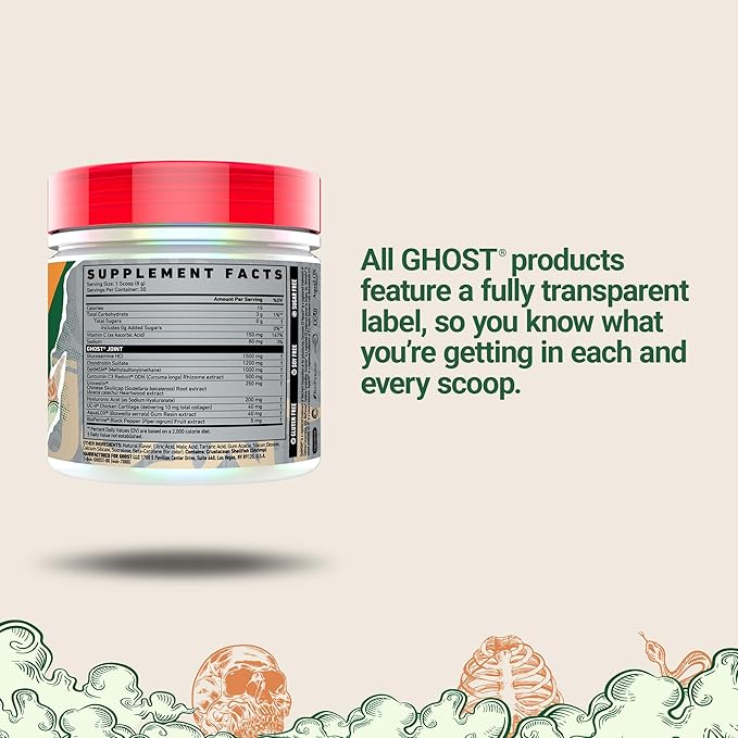 GHOST Joint Supplement Orange Cream (30 Servings) - Daily Joint Maintenance Supplement for Men &amp Women - Glucosamine HCL Chondroitin Sulfate &amp Curcumin - Cartilage Bones &amp Joint Support