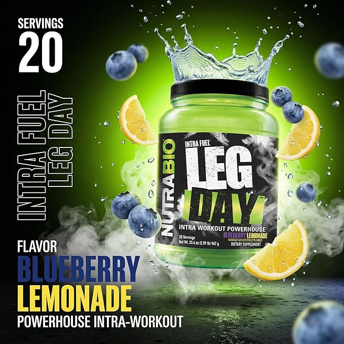 NutraBio Leg Day Intra Workout Powder – Advanced Carb Supplement with Cluster Dextrin &amp Electrolytes – Carb Powder with EAAs/BCAAs – Cyclic Dextrin for Performance – Blueberry Lemonade 20 Serving