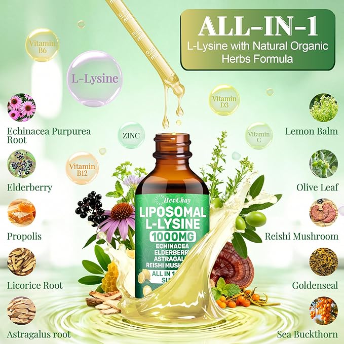 Liposomal L-Lysine Liquid + Lithium Orotate Gummies Bundle | Immune Support &amp Cognitive Health Supplement Combo for Adults &amp Kids