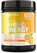 Optimum Nutrition Amino Energy - Pre Workout with Green Tea BCAA Amino Acids Keto Friendly Green Coffee Extract Energy Powder - Citrus Spritz 65 Servings (Packaging May Vary)