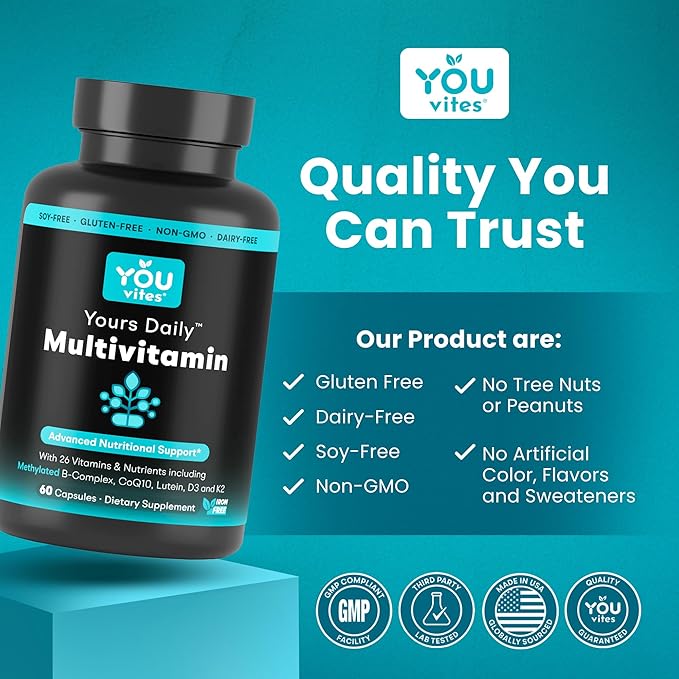 Methylated Multivitamin for Men and Women Methyl Multi Without Iron - 60 Capsules MTHFR Supplement with Methyl B12 Methylfolate (5-MTHF) CoQ10 for Energy Heart and Mood Support