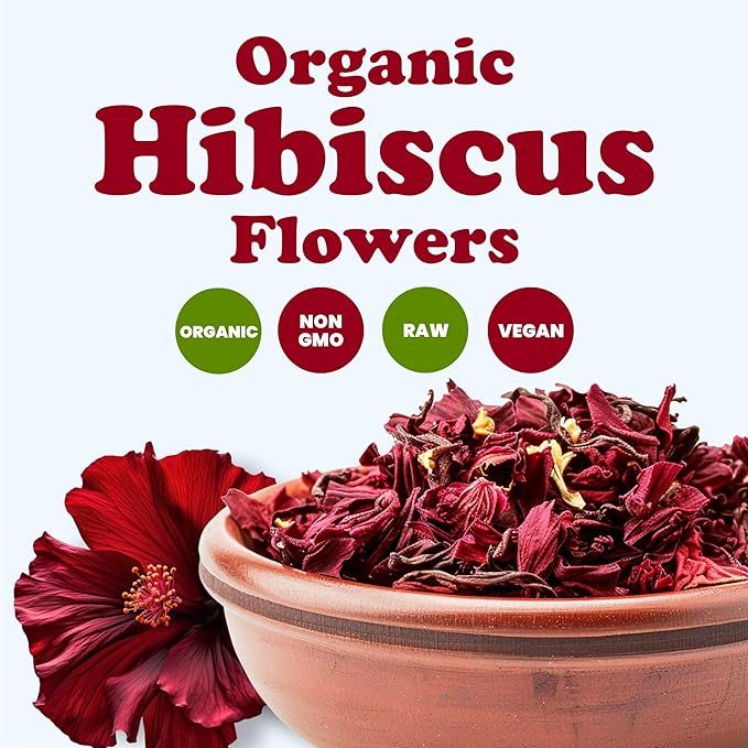 Food to Live Organic Hibiscus Flowers 8 Ounces – Whole Petals. Great for Herbal Tea. Non-GMO. Caffeine-free. Good Source of Vitamin C. Bulk. Kosher