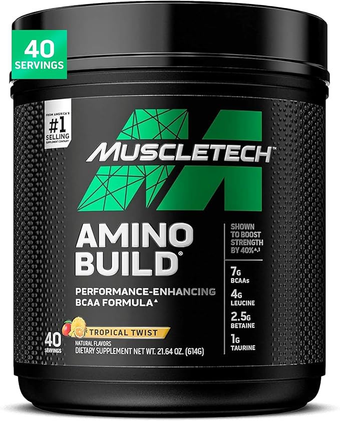 MuscleTech | BCAA Amino Acids + Electrolyte Powder | 7g of BCAAs + Electrolytes Support | Build Lean Muscle &amp Boost Endurance | Tropical Twist | 614 grams | 40 servings