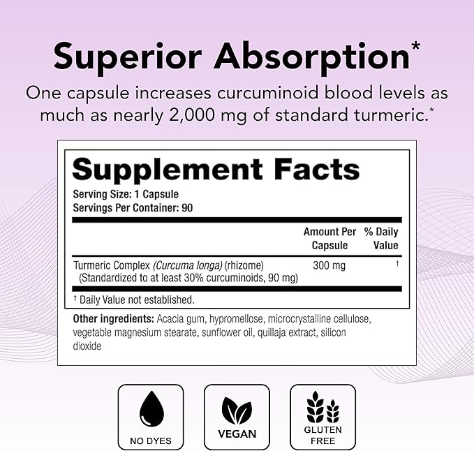 Theralogix CurcuSorb Turmeric Curcumin Supplement - 90-Day Supply - High-Absorption Turmeric Curcumin - Supports Brain Heart Immune &amp Joint Health - Aids Healthy Aging - NSF Certified - 90 Capsu