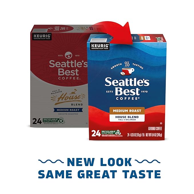 Seattle’s Best Coffee Medium Roast K-Cup Coffee Pods House Blend 100% Arabica 4 Boxes (96 Pods Total)