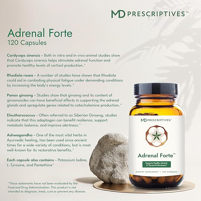 MD Prescriptives - Adrenal Forte - Adrenal Support Supplement* with Ashwagandha &amp Rhodiola - 120 Capsules