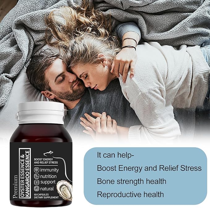 Oyster Extract for Men &amp Oyster Essence Kangaroo Essence Organic Pure Oysters Extract Peptides Capsules for Men &amp Women Supports Energy &amp Immune Boost Zinc 60 Capsules