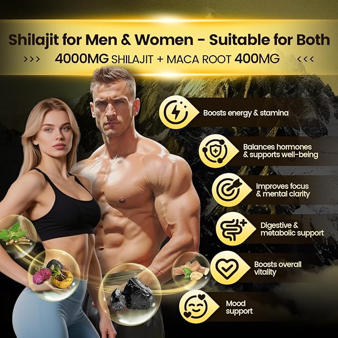 Shilajit Gummies for Men &amp Women | 4000mg High Potency 10-in-1 Formula with Pure Himalayan Shilajit Ashwagandha and 75% Fulvic Acid | Sugar-Free Vegan 85+ Trace Minerals Men 4000mg / 2 Bag