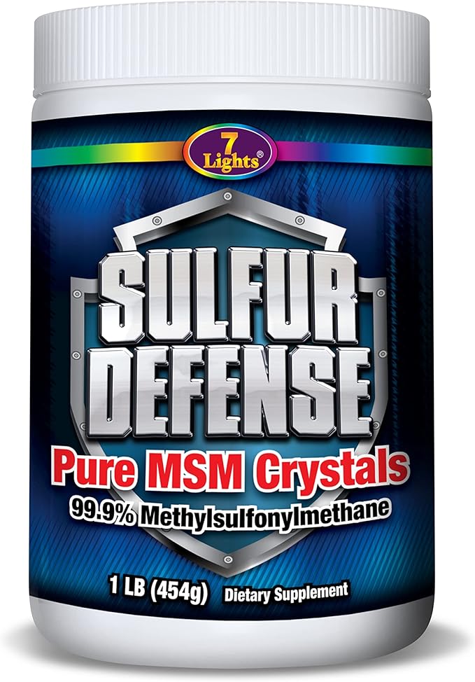 7 Lights Sulfur Defense Opti-MSM 99.9% Pure MSM Powder | Dietary Supplement for Joints Skin &amp Immune Support – Organic Methylsulfonylmethane Crystals Vegan Non-GMO Gluten-Free – Made in USA (1