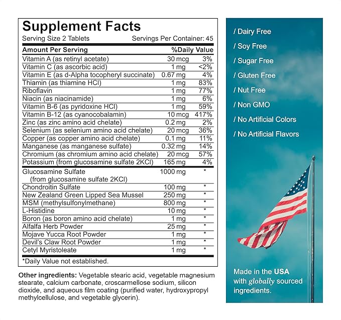 Activated Joint Support Supplement – Advanced Natural Joint and Muscle Relief for Women and Men – Glucosamine Chondroitin MSM &amp Green Lipped Mussel (90 Count)