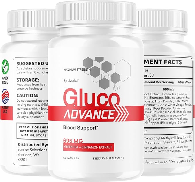 (2 Pack) Gluco Advance Capsules - Official GlucoAdvanced Premium Advanced Formula Pills - Maximum Strength All Natural Health Formula Pills for Overall Health &amp Wellness 120 Capsules for 2 Month