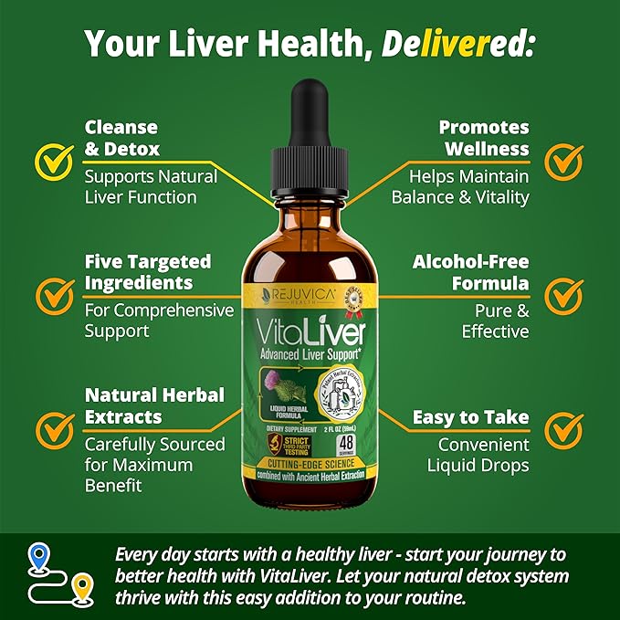 Rejuvica Health VitaLiver + Active Milk Thistle - Advanced Liver Health Bundle - Liquid Delivery for Better Absorption - Milk Thistle Chanca Piedra Artichoke Dandelion &amp More!
