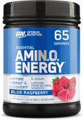Optimum Nutrition Amino Energy - Pre Workout with Green Tea BCAA Amino Acids Keto Friendly Green Coffee Extract Energy Powder - Blue Raspberry 65 Servings (Packaging May Vary)
