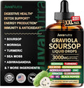 Soursop Bitters Liquid Drops 12 in 1 with Sea Moss Moringa Turmeric Echinacea &amp Ashwagandha Extract - Herbal Tonic for Digestive Wellness &amp Immune Support - 4 Fl Oz