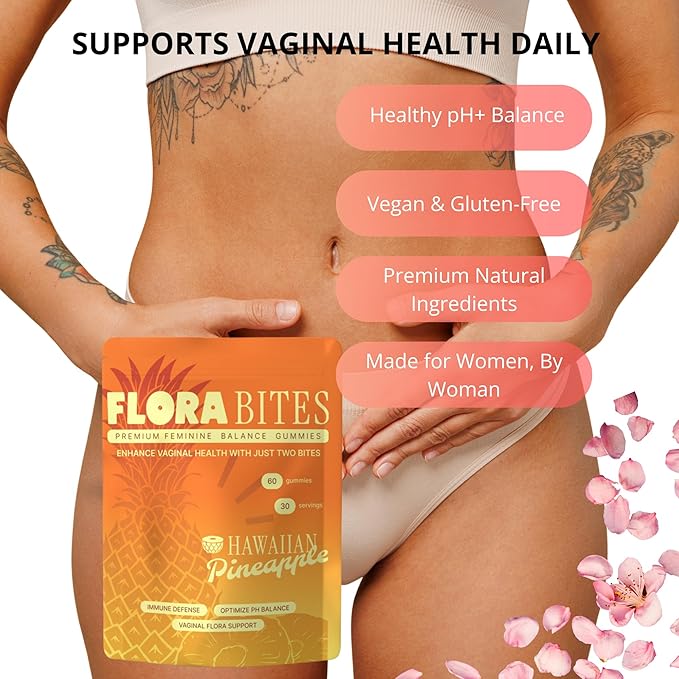 Premium Feminine Balance Gummies – pH Balance &amp Yeast Infection Support – Women’s Health &amp Wellness - Vegan &amp Gluten-Free – Hawaiian Pineapple Flavor – 60 Gummies (30 Servings)