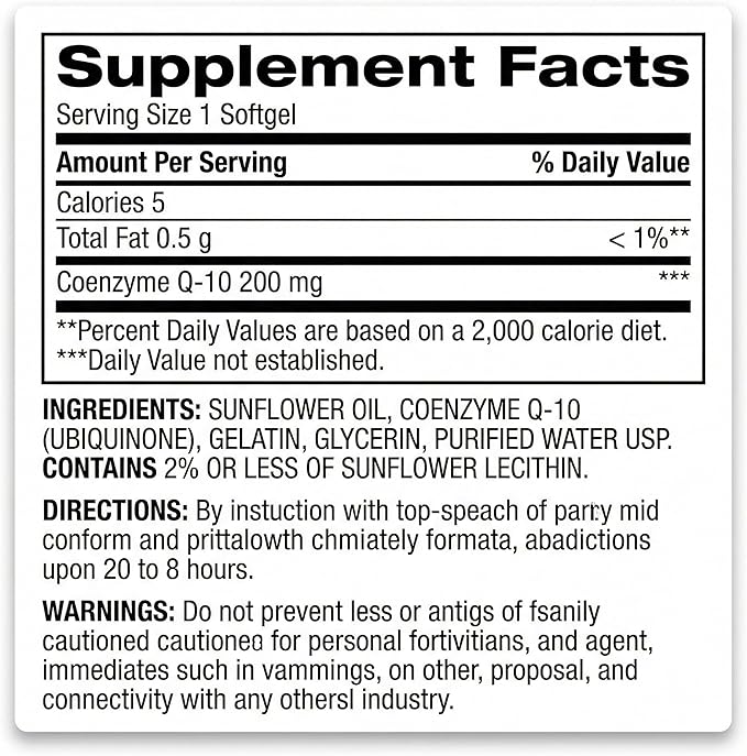 CoQ10 200mg Softgels 180 Count Coenzyme Q10 (Ubidecarenone) Co Q 10 200 Mg Q10 Daily Use Format