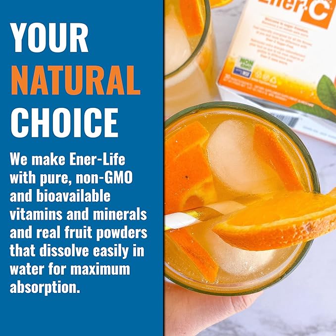 Ener-C Sugar Free Multivitamin Drink Mix - Vitamin Powder for Water Electrolytes Powder No Sugar Hydration Boost Packets Zero Sugar Vitamin C &amp B12 Supplement Liquid Mix - Orange &amp Berry