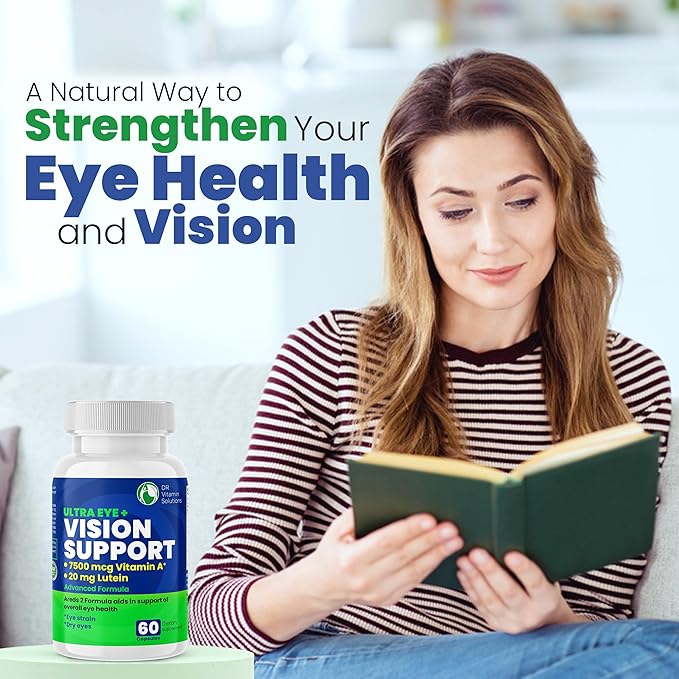 Vision Support Eye Vitamins for Macular Health | Supplements with Lutein Zinc Vitamin A &amp Bilberry | Areds 2 Formula for Red &amp Dry Eyes | Blue Light &amp Eye Strain Support for Adults 60 C