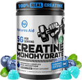 Natures Aid Creatine Monohydrate Gummies (5g) – Pre-Workout Energy &amp Muscle Growth Support for Men &amp Women | Blueberry Electrolyte Gummies (135 Count)