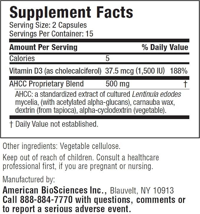 American BioSciences ImmpowerD3 AHCC + Vitamin D3 30 Count