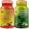 Immune &amp Cellular Support Bundle – Liposomal Glutathione 500mg with Whole Foods &amp Quercetin with Bromelain Vitamin C and Zinc Whole Food Complex – Vegan Non-GMO Clean Daily Wellness Suppor