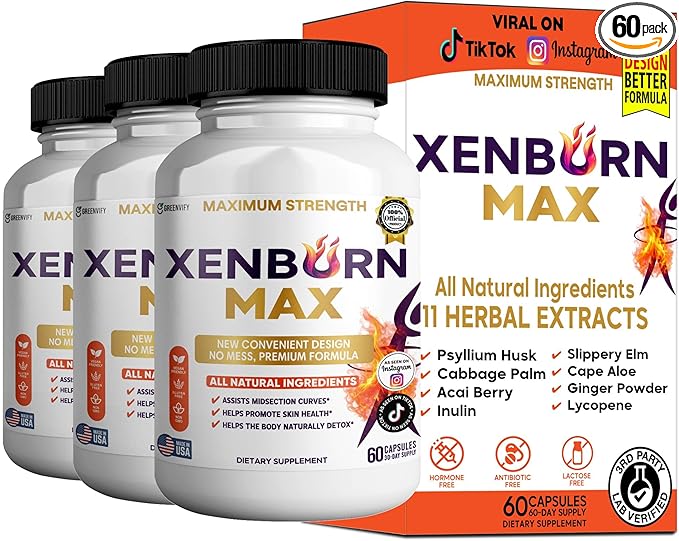 Xenburn Max Dietary Supplement Maximum Strength 60 Capsules 30-Day Supply All Natural Ingredients (3)