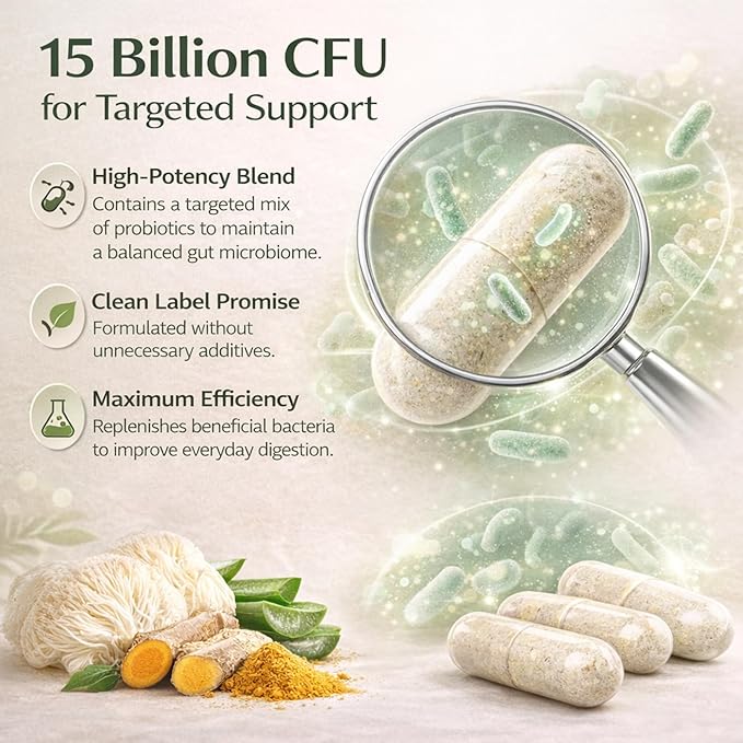 Dr Clark Store Daily Probiotics Deliver 15 Billion CFU 60 Capsules 30 Day Supply to Quickly Support Your Digestive System Balance Maximize Nutrient Absorption and Optimize Daily Gut Comfort