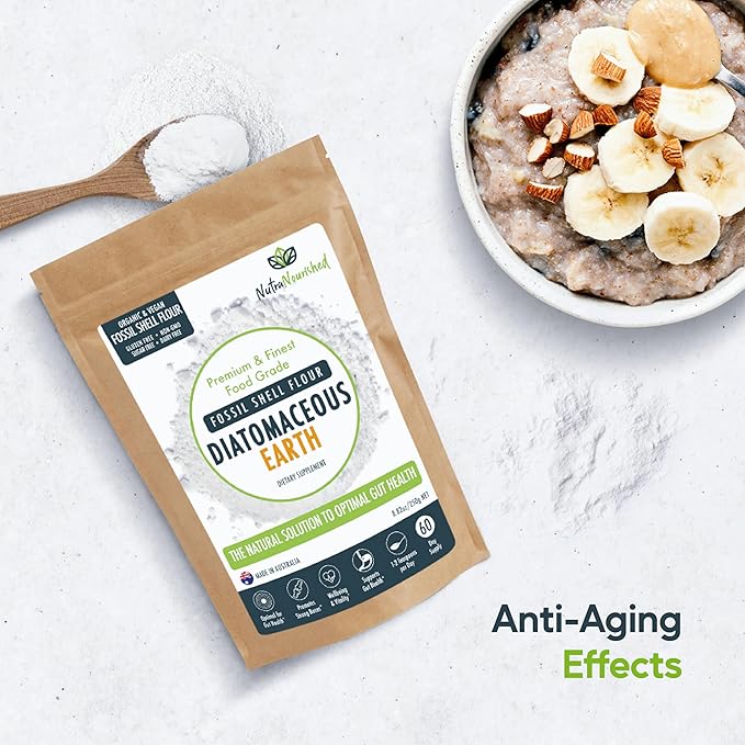 Fossil Shell Flour Powder for Detoxification Digestive Health and Natural Wellness - Organic and Silica Rich Mineral Supplement. 250g