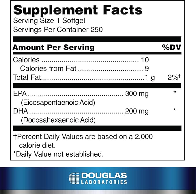 Douglas Laboratories Opti-EPA 500 | Enteric-Coated to Support Brain Eyes Pregnancy and Cardiovascular Health | 250 Softgels