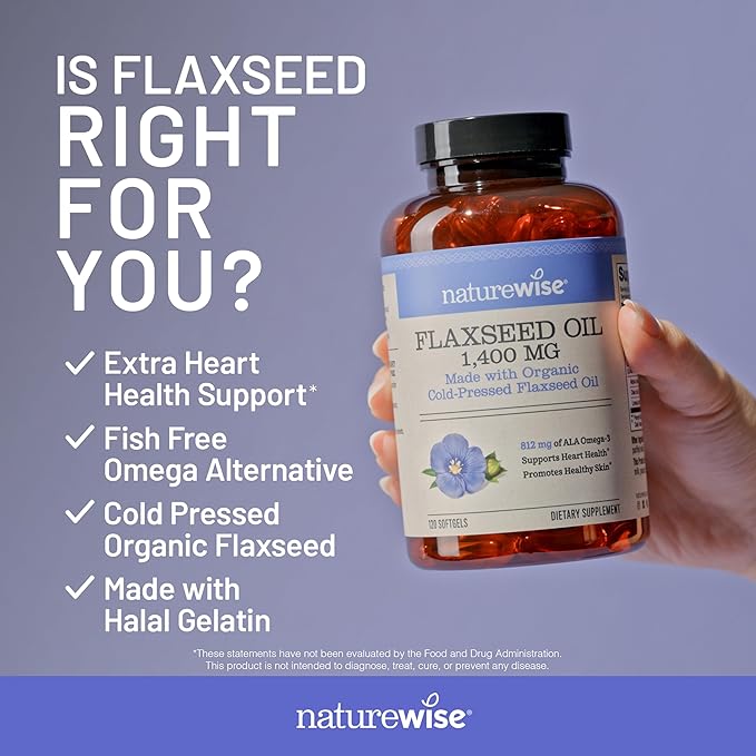 NatureWise [1] Flaxseed Oil 1400 mg - Cold Pressed Flaxseed Oil - 120 Softgels[120-Day Supply] + (Pack of 2) Vegan Vitamin D3 5000IU + K2 Organic Coconut Oil - 60 Softgels[60-Day Supply]