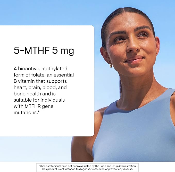 THORNE - 5-MTHF - Methylfolate (Active B9 Folate) Supplement - Supports Cardiovascular Health Fetal Development Nerve Health Methylation &amp Homocysteine Levels* - 60 Servings - 5-MTHF 5mg