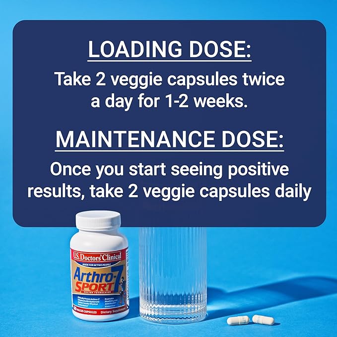 U.S. Doctors’ Clinical Arthro-7 Sport - Clinically Proven AR7 Blend + 100mg Hyaluronic Acid &amp Vitamin C for Flexibility Mobility &amp Strong Cartilage - 60 Capsules - 15/30-Day Supply
