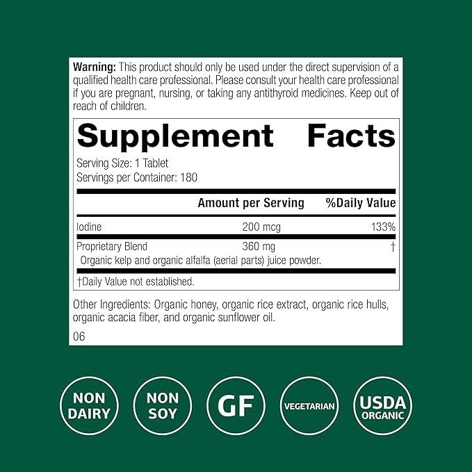 Standard Process Organically Bound Minerals - Supports Thyroid Function &amp Nervous System Health - Contains Iodine from Alfalfa &amp Kelp - Gluten-Free Non-Dairy &amp USDA Organic - 180 Tablets