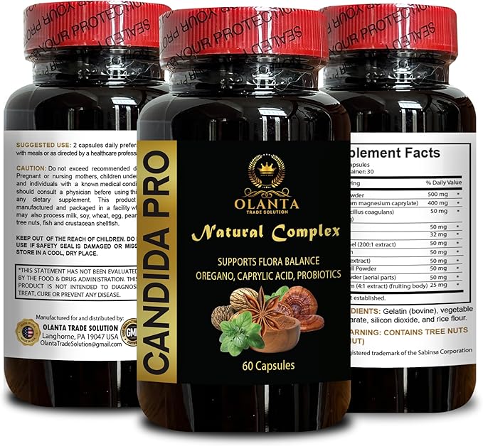 Candida Support Supplement - Gut Flora Balance Candida Cleanse Balance and Support Supplement Support with Digestive Enzymes - 2 Bottles 120 Capsules