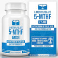 L Methylfolate 7.5mg | 90 Capsules | Optimized &amp Highly Bioactive Methyl Folate Supplement | 5-MTHF Supports for Energy Focus &amp Mood | Non-GMO Gluten Free Vegan | 3 Month Supply