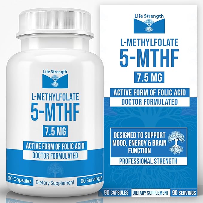 L Methylfolate 7.5mg | 90 Capsules | Optimized &amp Highly Bioactive Methyl Folate Supplement | 5-MTHF Supports for Energy Focus &amp Mood | Non-GMO Gluten Free Vegan | 3 Month Supply