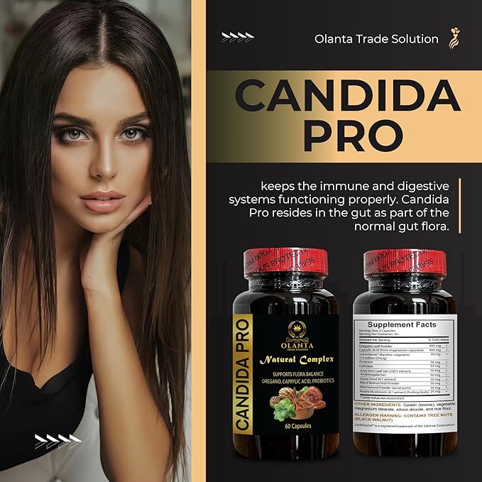 Candida Support Supplement - Digestive aid Pills Supports Healthy Intestinal Flora &amp Immune System Support with Digestive Enzymes - 2 Bottles 120 Capsules