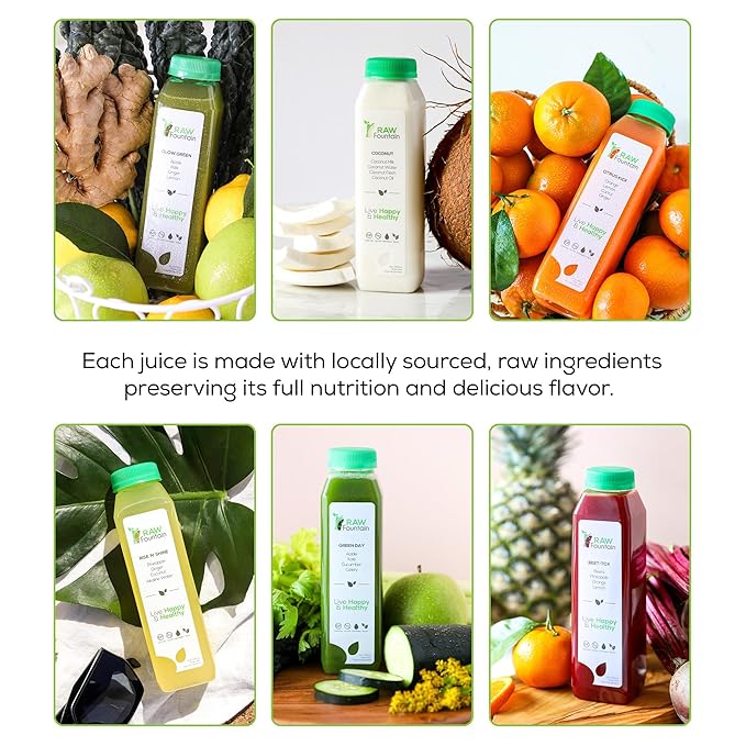 7 Day Juice Cleanse by Raw Fountain All Natural Raw Detox Cleanse Cold Pressed Juice Fast Great Way to Jumpstart a Healthier Diet Kosher Vegan NO Sugar Added 42 Bottles 12oz