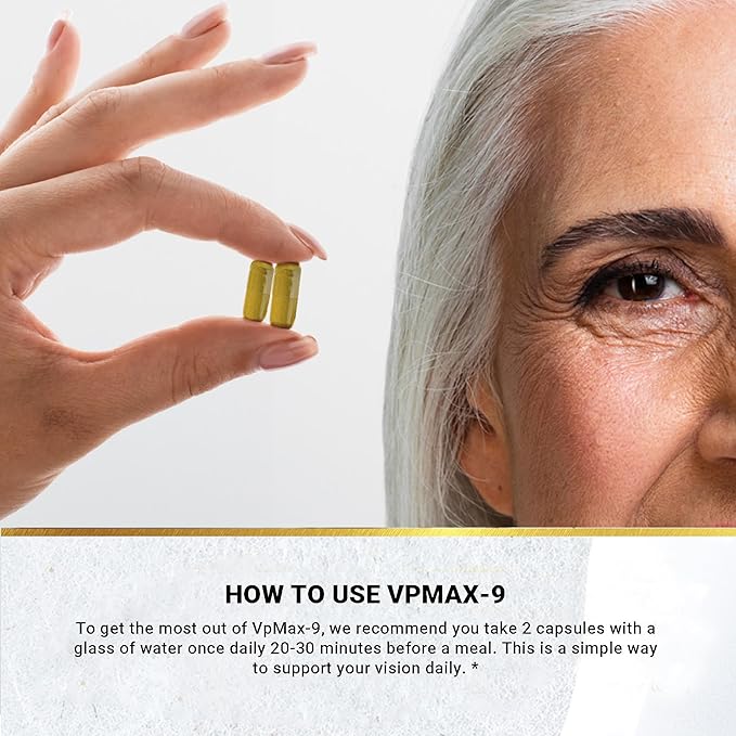 Golden After 50 VpMax-9 - Sight Care and Antioxidant Supplement with Eye Vitamins Lutein Lycopene and Bilberry Extract - 60 Gelatin Capsules