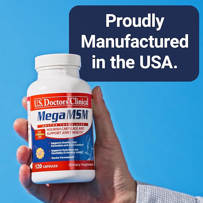 U.S. Doctors’ Clinical Mega MSM Supplement for Joints with MSM + Vitamin C + Collagen and Neem - Clinically Proven to Promote Cartilage Tendon &amp Ligament Health (1 Month Supply – 120 Capsules)