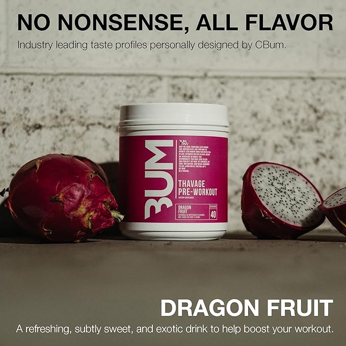 RAW Pre Workout Powder Thavage (Dragon Fruit) - Chris Bumstead Sports Nutrition Supplement for Men &amp Women - Cbum Pre Workout for Working Out Hydration Mental Focus &amp Energy - 40 Servings