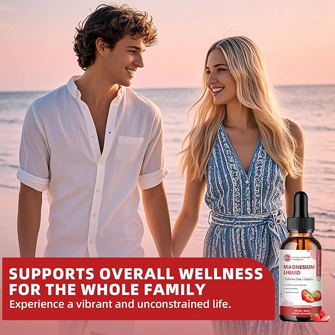 (3 Pack) Magnesium Glycinate Liquid Drops High Absorption Magnesium Liquid with Bromelain Vitamin B6 C D Magnesium Supplement for Kids and Adults Night &amp Muscle Support Strawberry Flavor
