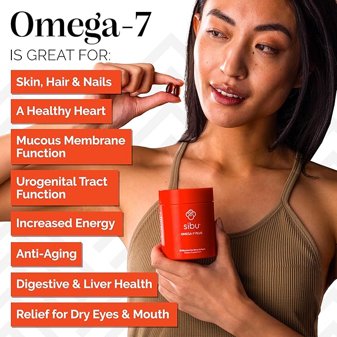 sibu Sea Buckthorn Omega-7 Plus Softgels (30 Day Refill) – Blend of Sea Buckthorn Oil and Plant-Based Vitamin D3 &amp Omega-3 DHA