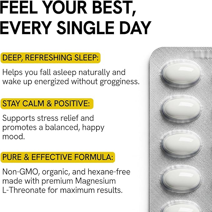 Magnesium L-Threonate Supplement 2000mg Soft Gels for Better Sleep - Brain Supplements for Memory and Focus - High Absorption Muscle and Brain Support - Stress Relief - 60 Count