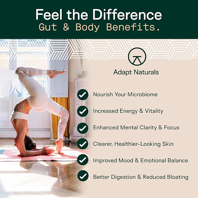 Adapt Naturals 4-in-1 Biome Protect Prebiotics Probiotics Supplement Postbiotics &amp Polyphenols for Microbiome Gut Health &amp Defense for Women &amp Men 30 Day Supply