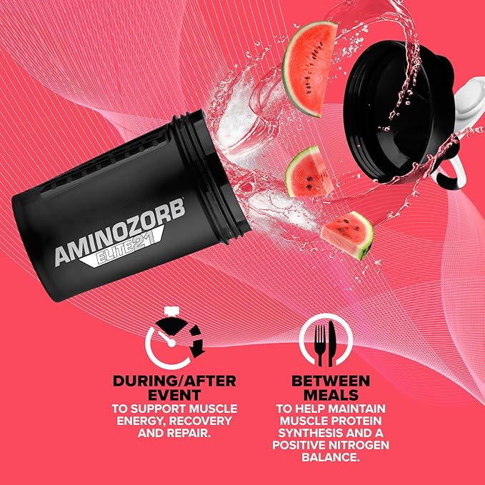 EFX Sports Aminozorb Elite 21 | PH-Correct Full Spectrum Aminos + Glutamine | Essential &amp Non Essential Aminos | Zero Sugars | 30 Servings (Watermelon)