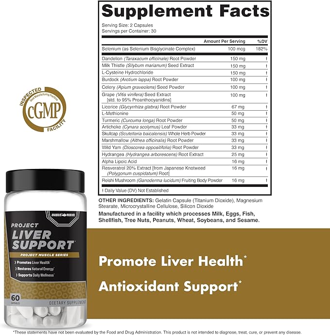 Anabolic Warfare Project Liver Support Aids Liver Health Antioxidant Support* (60 Capsules)