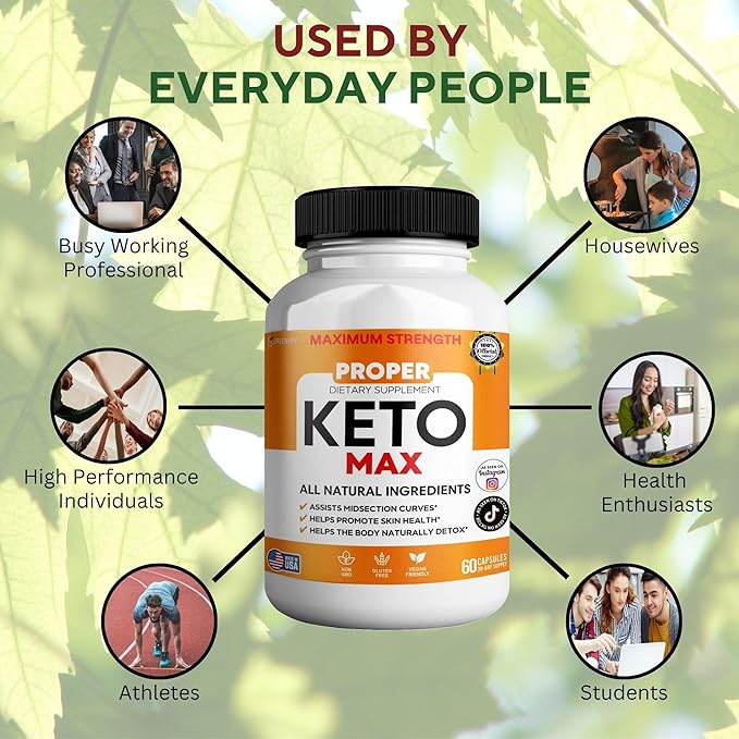 Proper Keto Max Dietary Supplement Maximum Strength All Natural Ingredients 60 Capsules 30-Day Supply Supports Skin Health and Natural Detox (3)