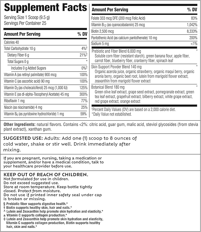 Benefiber Prebiotic GLP-1 Friendly Fiber + Superfruits Dietary Supplement Strawberry Dragon Fruit Flavor 8.8 oz (250g)